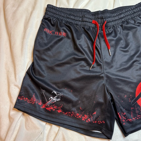 Invicta Kuru men’s large Black/red mesh Shorts with Anime design 4” inseam - Picture 3 of 8